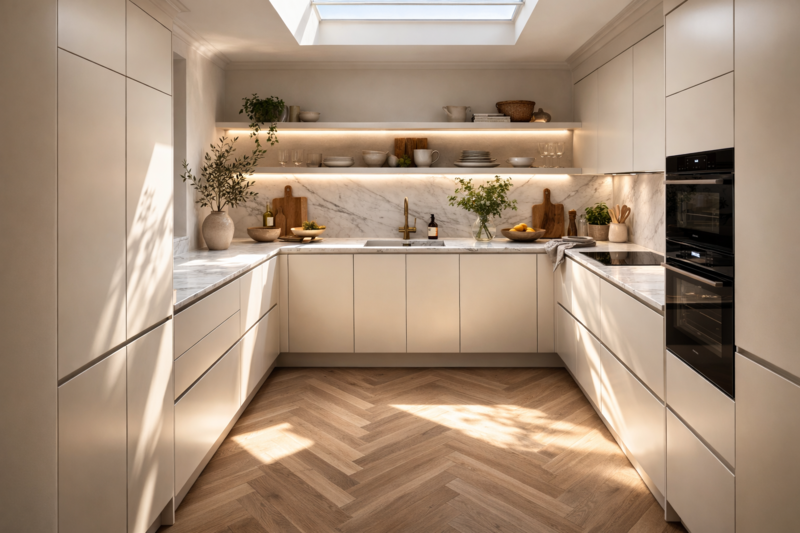 Cuisine Ixina façades Sweetch modèle PAO Blanc céleste