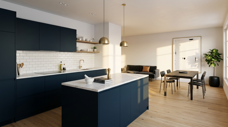 Façades Sweetch Interior modèle PAO Cobalt Sombre Cuisine moderne