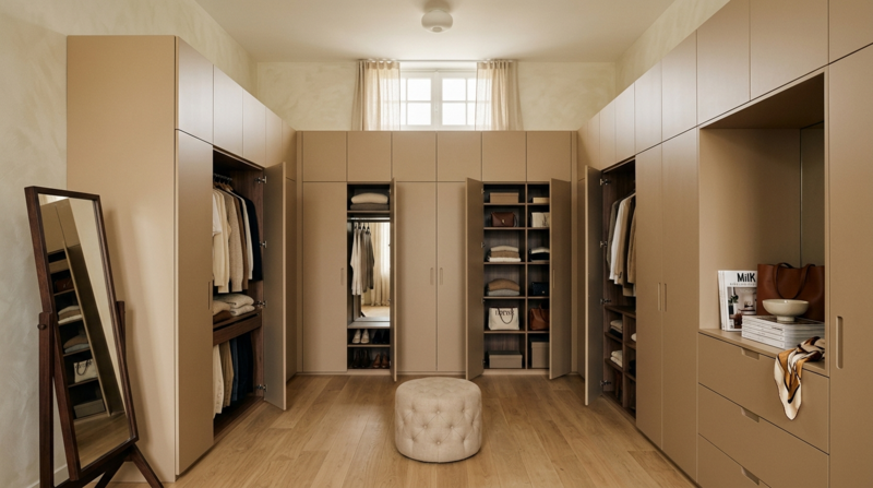 dressing en u portes de placard beige colrois biscuit
