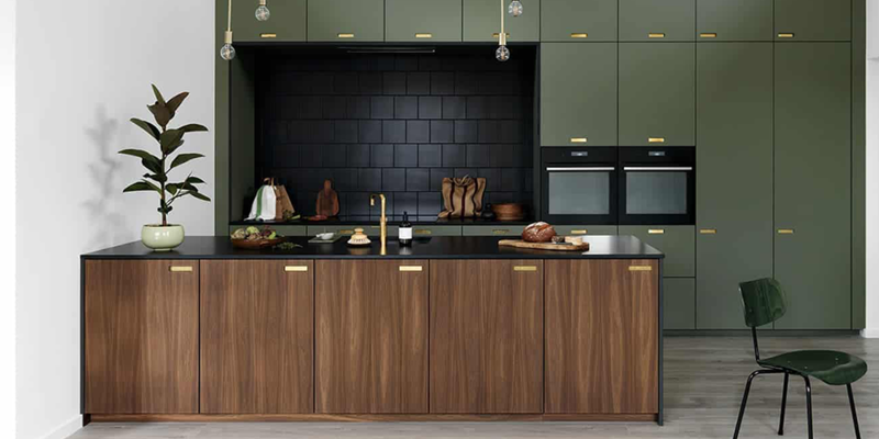 cuisine ikea metod vert et noyer naturel