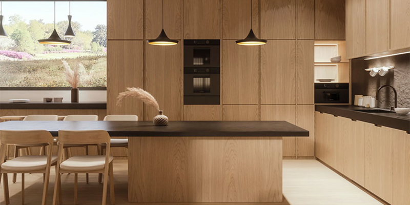 Cuisine style Japandi façades Sweetch Interior modèle PAO Chêne naturel