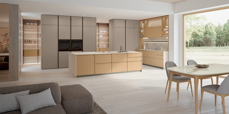 Cuisine Japandi modèle Tux Chêne naturel et Biscuit