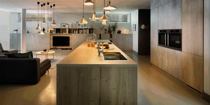 Cuisine schmidt bois avec ilôt